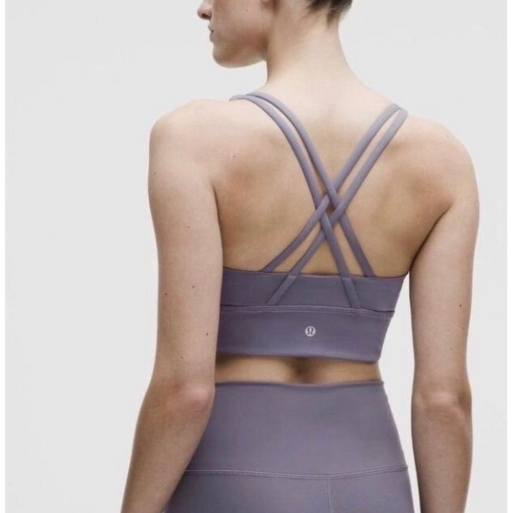 Lululemon Energy Bra Long Line Purple Strappy Back Size 10